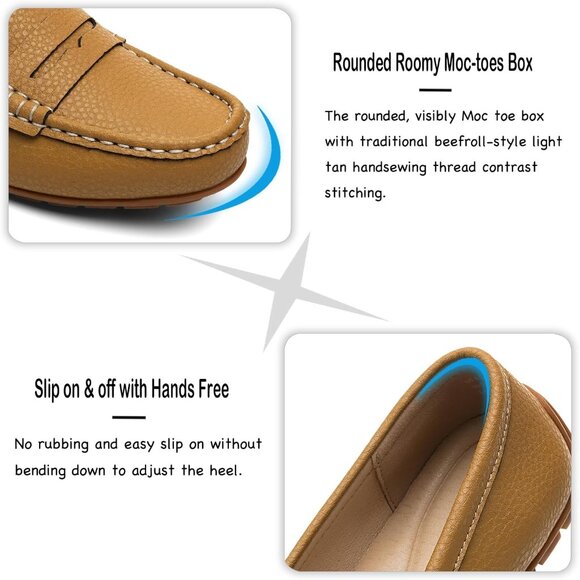 Kordal Women's Brown Leather Comfortable & Lightweight Penny Loafers Flats - Picture 5 of 9